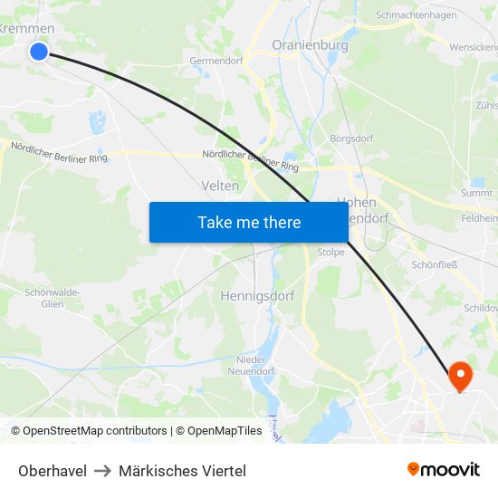 Oberhavel to Märkisches Viertel map