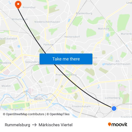 Rummelsburg to Märkisches Viertel map