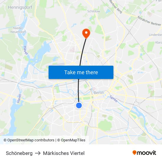 Schöneberg to Märkisches Viertel map