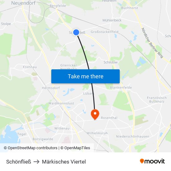 Schönfließ to Märkisches Viertel map