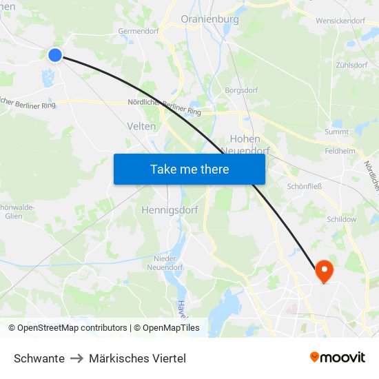 Schwante to Märkisches Viertel map