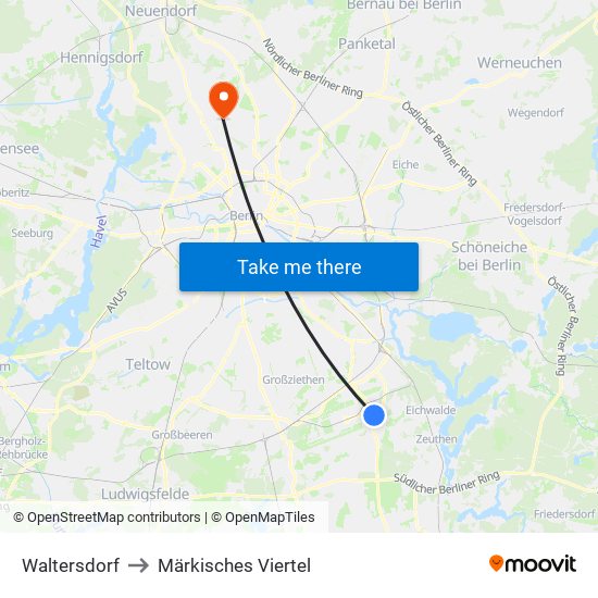 Waltersdorf to Märkisches Viertel map