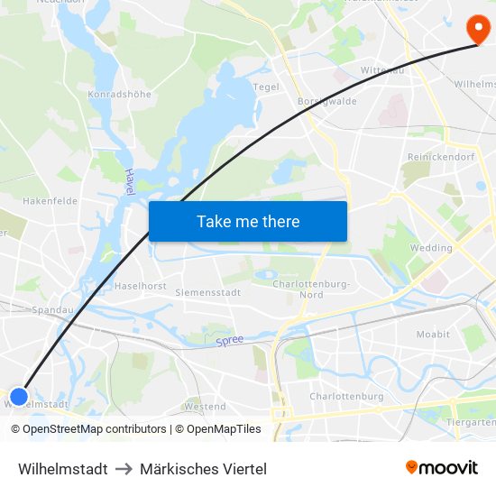 Wilhelmstadt to Märkisches Viertel map