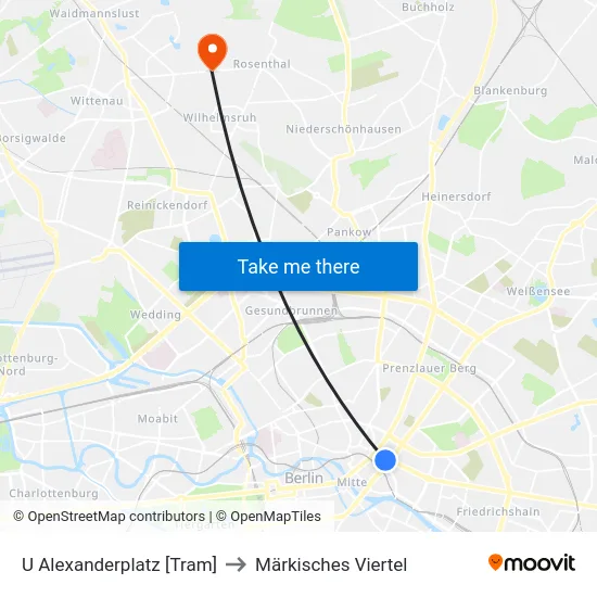 U Alexanderplatz [Tram] to Märkisches Viertel map