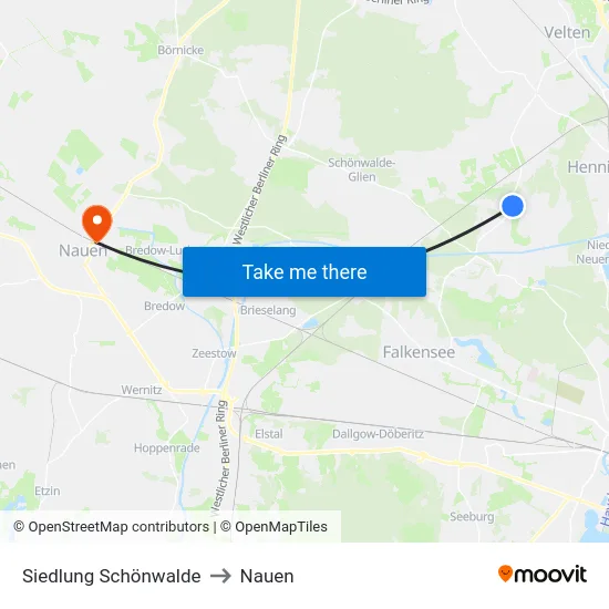Siedlung Schönwalde to Nauen map