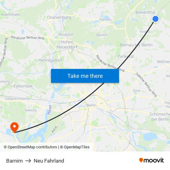 Barnim to Neu Fahrland map