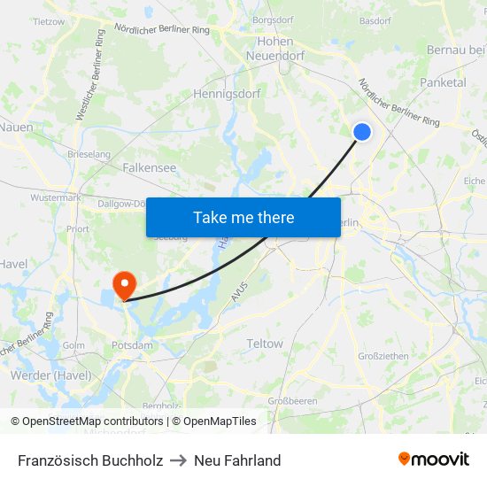 Französisch Buchholz to Neu Fahrland map