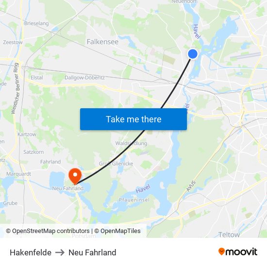 Hakenfelde to Neu Fahrland map