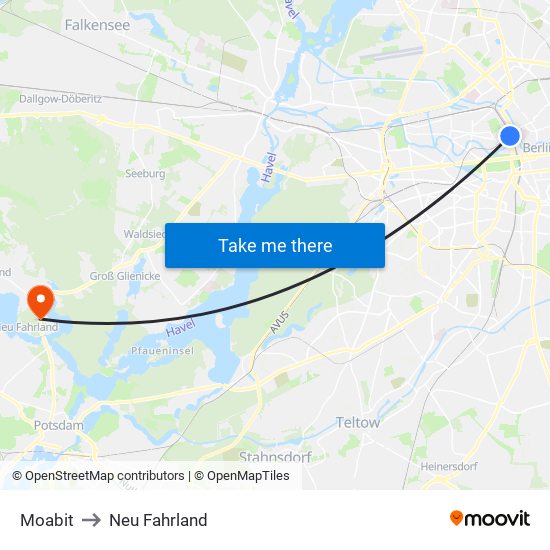 Moabit to Neu Fahrland map