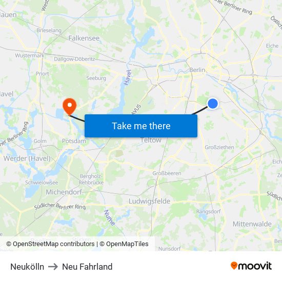 Neukölln to Neu Fahrland map