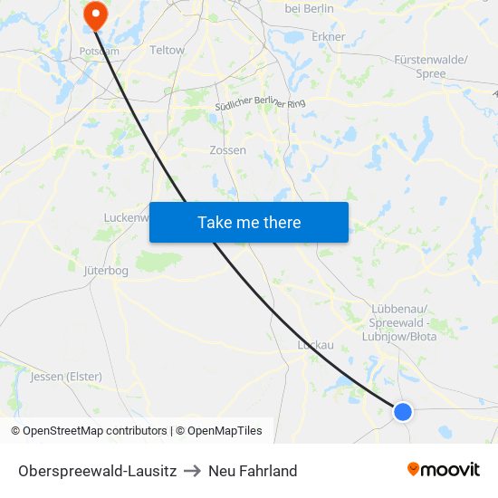 Oberspreewald-Lausitz to Neu Fahrland map