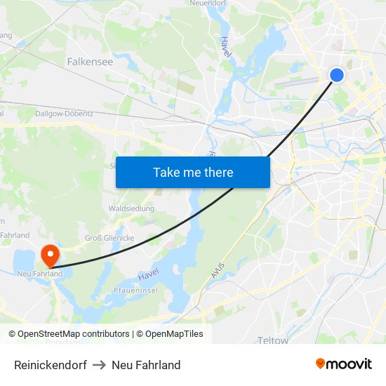Reinickendorf to Neu Fahrland map