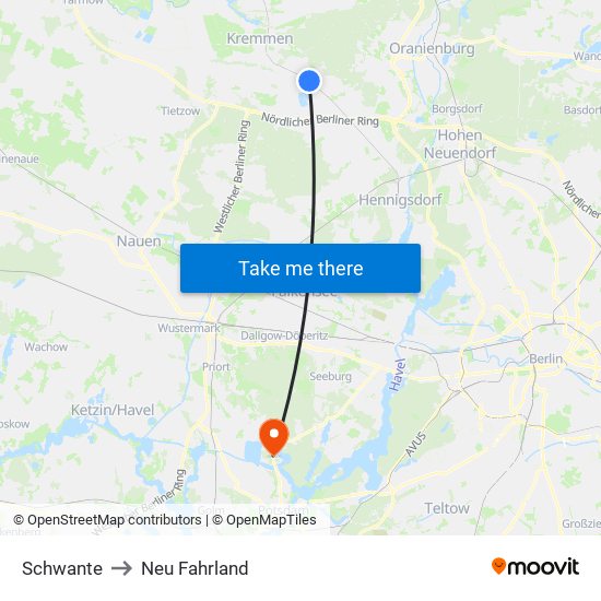 Schwante to Neu Fahrland map