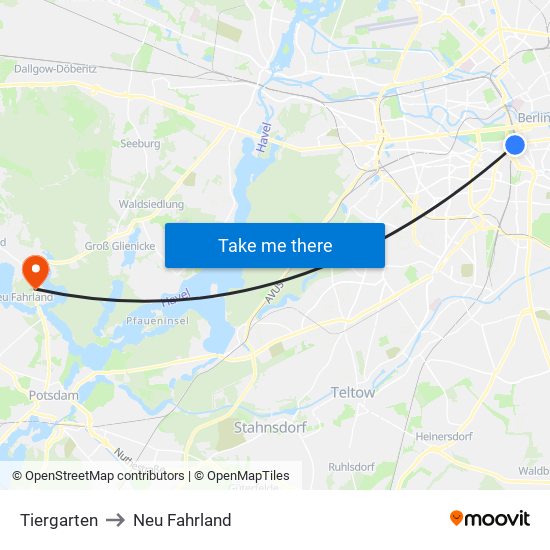 Tiergarten to Neu Fahrland map