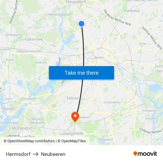 Hermsdorf to Neubeeren map