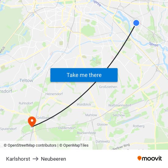Karlshorst to Neubeeren map