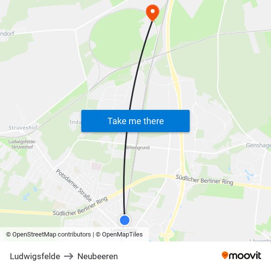 Ludwigsfelde to Neubeeren map