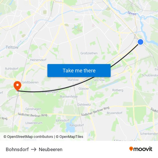 Bohnsdorf to Neubeeren map
