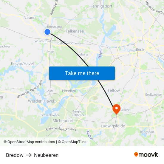 Bredow to Neubeeren map