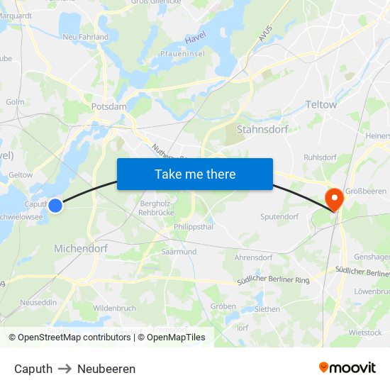 Caputh to Neubeeren map