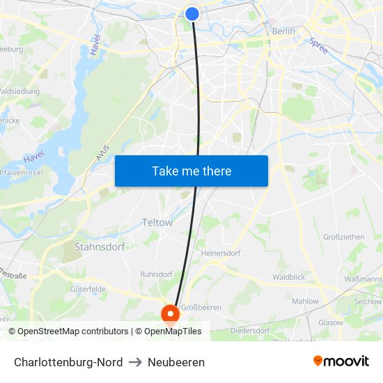 Charlottenburg-Nord to Neubeeren map