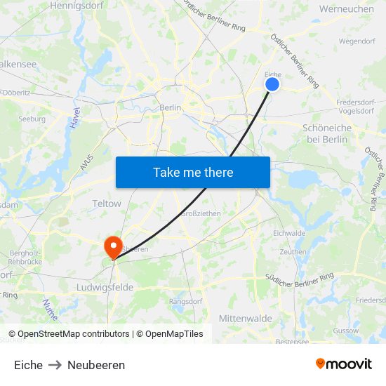 Eiche to Neubeeren map