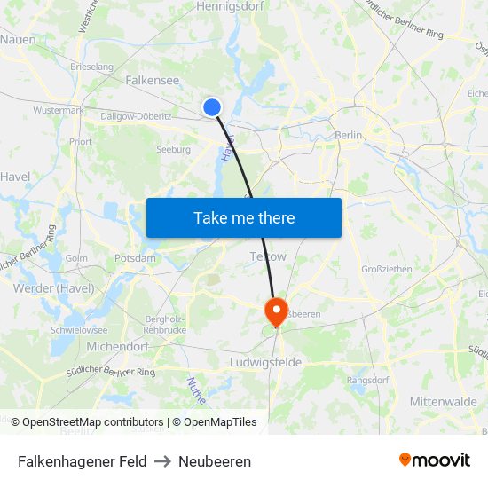 Falkenhagener Feld to Neubeeren map