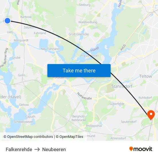 Falkenrehde to Neubeeren map