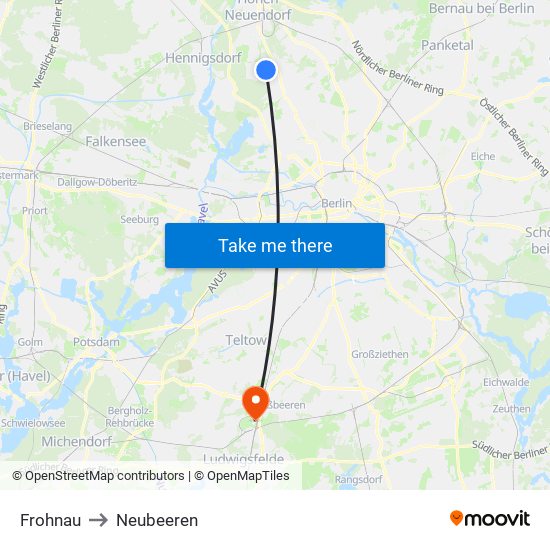 Frohnau to Neubeeren map