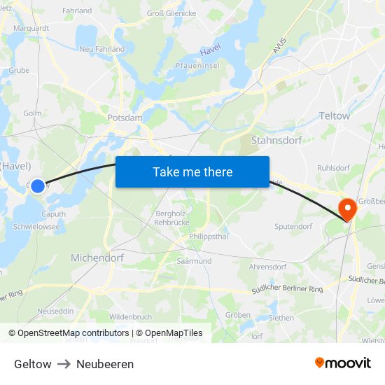 Geltow to Neubeeren map