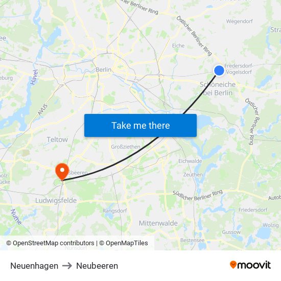 Neuenhagen to Neubeeren map