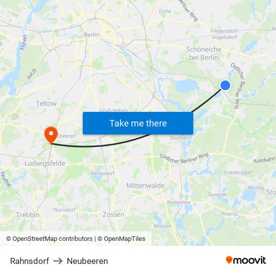 Rahnsdorf to Neubeeren map