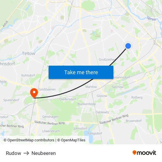 Rudow to Neubeeren map