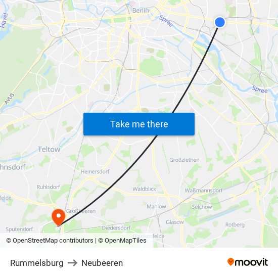 Rummelsburg to Neubeeren map
