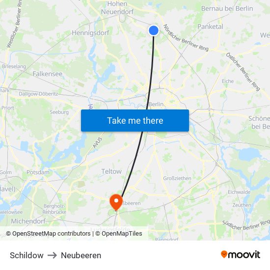 Schildow to Neubeeren map
