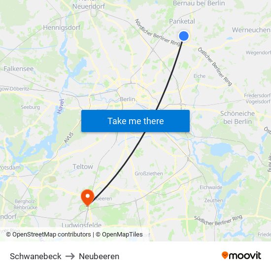 Schwanebeck to Neubeeren map