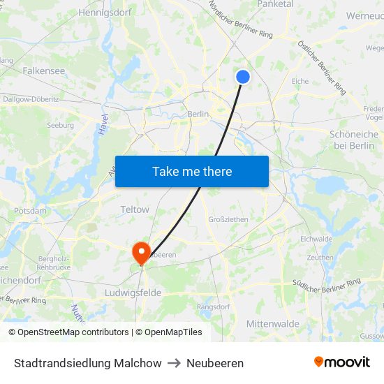 Stadtrandsiedlung Malchow to Neubeeren map
