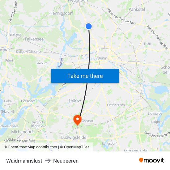 Waidmannslust to Neubeeren map