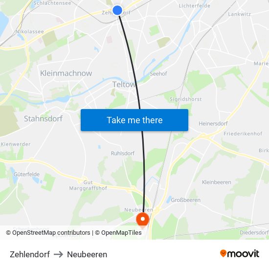 Zehlendorf to Neubeeren map