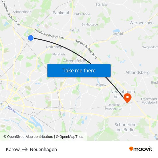 Karow to Neuenhagen map