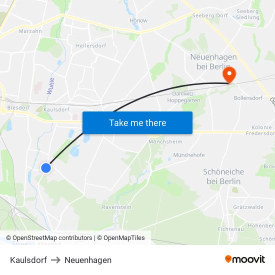 Kaulsdorf to Neuenhagen map
