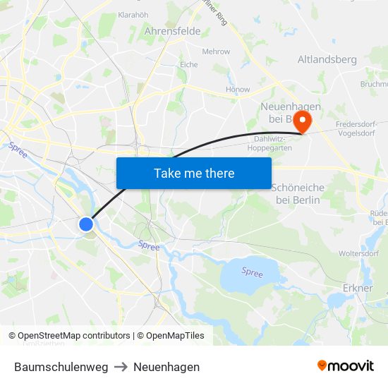 Baumschulenweg to Neuenhagen map