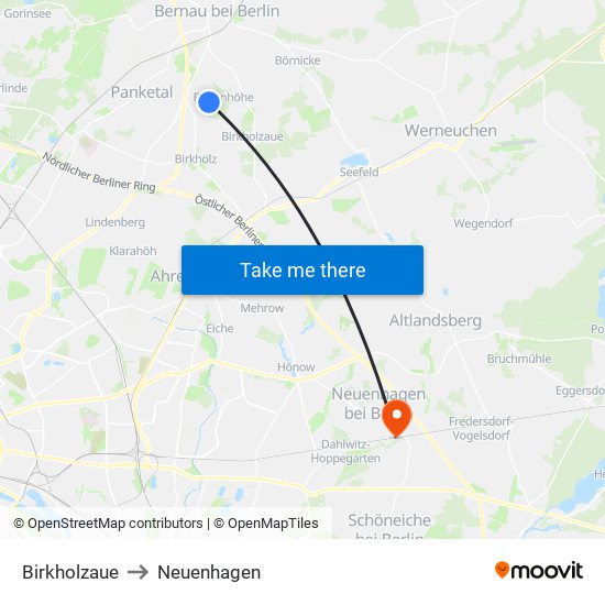 Birkholzaue to Neuenhagen map