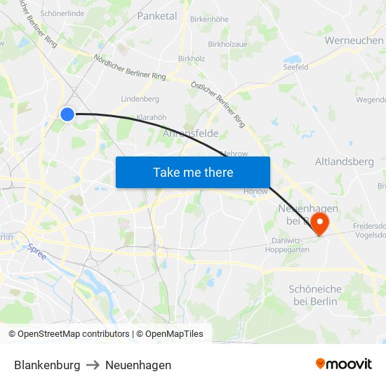 Blankenburg to Neuenhagen map