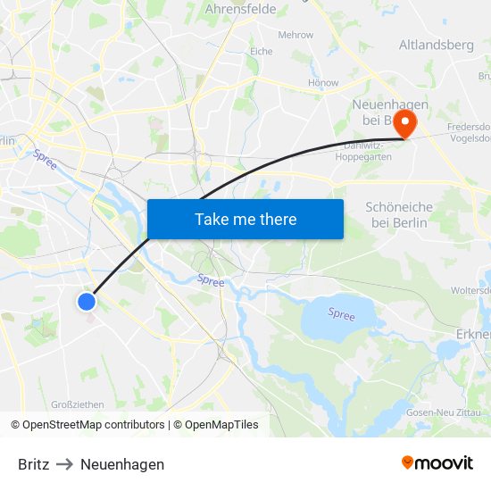 Britz to Neuenhagen map