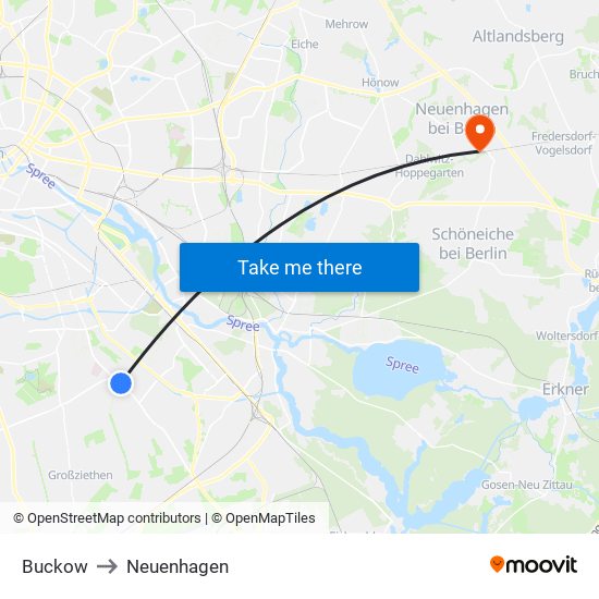 Buckow to Neuenhagen map