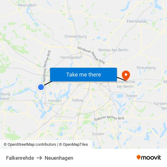 Falkenrehde to Neuenhagen map