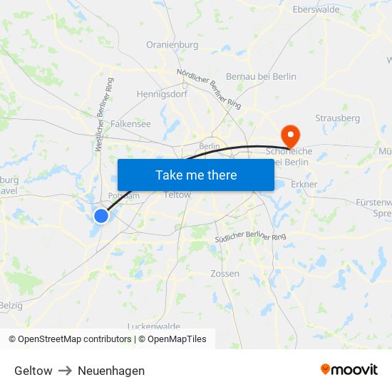 Geltow to Neuenhagen map