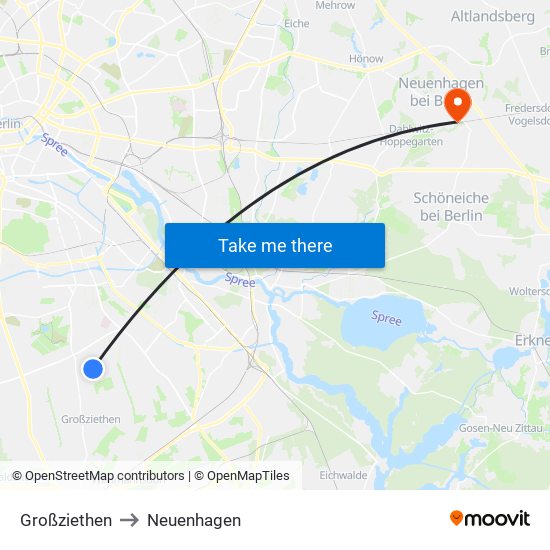 Großziethen to Neuenhagen map