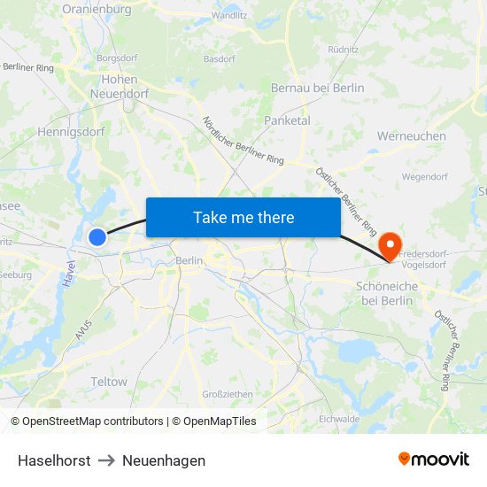 Haselhorst to Neuenhagen map